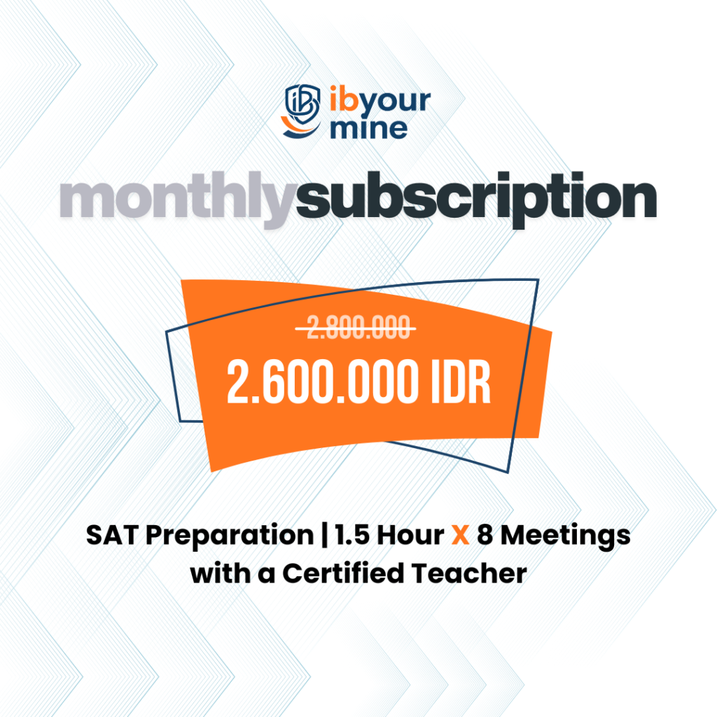 1.5 hours x 8 interactive SAT preparation with a certified, experienced IB Teacher.